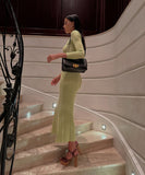 Long-Sleeved Knit Dress with Flattering Waist Cut