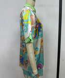 Positioned Print Open Cardigan Shirt And Short Pants Set