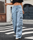 Women Wide Leg Jeans Cowboy Style Loose High Waisted
