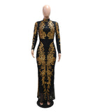 Glamorous Fashion Sequin Long Sleeve Wrapped Hip Fishtail Dress