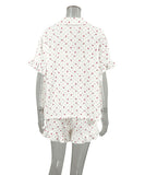 ComfyNest Pure Cotton Printed Underwear Short-Sleeved Cardigan And Shorts Three-Piece Home Wear – Breathable And Soft Cotton Comfort