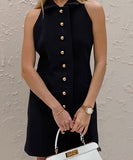 Chic Solid Color Lapel Dress for Effortless Elegance