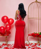 Stunning Sexy Halter V-Neck Dress With Drill And Hip Wrap