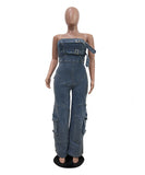 Women?€?s High-Waisted Denim Jumpsuit in Hip-Hop Style