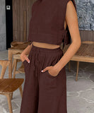 Chic Sleeveless Blazer Top and Trousers Set in Vibrant Colors