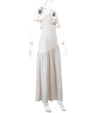 Sexy Sheer One Shoulder Sequined Dress Apricot Polyester