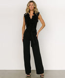 Sexy V Neck Backless Beaded Strapless One Piece Jumpsuit