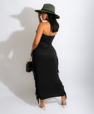 Sexy Solid-Color Women's Dress With Body-Hugging Tassels for Nightlife