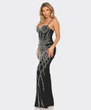 Classic Wrap Dress With High Waist Full Length Diamond Trim
