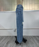 Distressed High Waist Wide Leg Jeans For Women Chic Casual