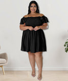 Oversized One-Shoulder Wide Sleeve Dress for Women with Short Sleeves