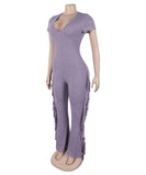 Fringed Figure-Hugging One-Piece Suit in Multiple Vibrant Colors