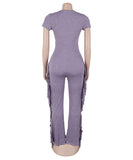 Fringed Figure-Hugging One-Piece Suit in Multiple Vibrant Colors