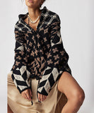 Relaxed Floral Print Cardigan For Women Long Sleeve