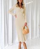 Sexy Long Sleeve Pleated Dress Multicolor Apricot Pink
