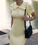 Ruffled Little Fragrance Dress in Sunny Yellow and White