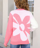 Relaxed Floral Patchwork Pullover Sweater Long Sleeve