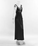 Alluring Sexy Cutout V-Neck Lace Fishtail Dress in Black