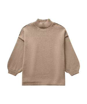 Slim Fit Round Neck Sweater In Khaki Beige Black Colors