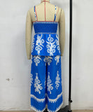 Ethnic Style Backless Halter Pants Set Figure Hugging