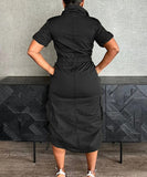 Multi-pocket Cargo Drawstring Pocket Dress for Casual Style