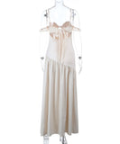 Sexy Sheer One Shoulder Sequined Dress Apricot Polyester