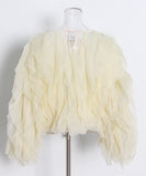 Ruffled Long Sleeve Polyester Top For Women Fashion