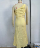 Sexy Plunging Neckline Form-Fitting Solid Color Dress