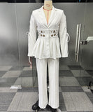 Slim-Fit Women Two Piece Suit With Embroidered Tie