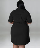 Elegant Solid Color Short Sleeve Blouse Dress Lightweight and Stylish