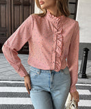 Casual Striped Button Down Shirt With Wooden Earflaps