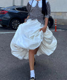 Fashionable Casual Solid Color High Waisted Balloon Skirt Beige