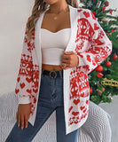Classic Relaxed Christmas Deer Pattern Long Sleeve Cardigan