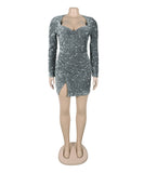 Glamorous Sexy Sequin Mini Dress With Split Hips