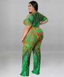 Elegant Diagonal Shoulder Ethnic Style Printed Jumpsuit Joy