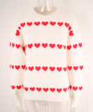 Classic Women Heart Pattern Knit Sweater Trendy Pullover