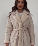 Collared Waist-Hugging Belted Coat With Tailored Silhouette For Women