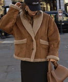 Classic Relaxed Coat With Turned-Down Collar For Winter