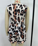 Sleeveless Red Leopard Print Top With Fitted Pants Set