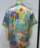 Positioned Print Open Cardigan Shirt And Short Pants Set