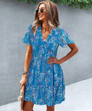 Casual Vacation Style Floral Print Half Skirt Dress for Women