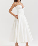 Sexy Sleeveless Plunging Dress Solid Color Polyester