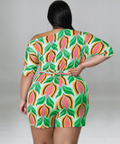 Stylish Printed One-Piece Waistband With Sloping Shoulders Design