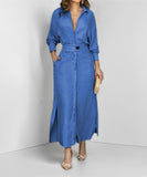 Slim-Fit Strappy Solid Color Blouse Dress For All Occasions