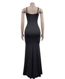 Classic Rhinestone Embellished Dress For Evening Occasions