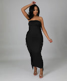 Sexy Solid-Color Women's Dress With Body-Hugging Tassels for Nightlife