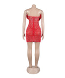 Sexy Hot Diamond Pearl Deep V Flower Slim Dress for Allure