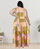 Plaid Sleeveless Blazer With Wide Skirt Set In Vibrant Colors