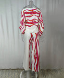 Classic Allover Plaid Batwing Sleeve Two Piece Set Outfit