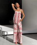 Relaxed Halter Top And Wide Leg Pants Two Piece Set